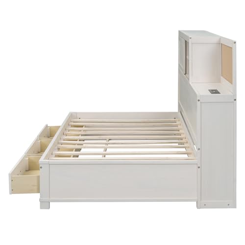 Full Size Wood Daybed with Storage Shelves and 2 Drawers N739009