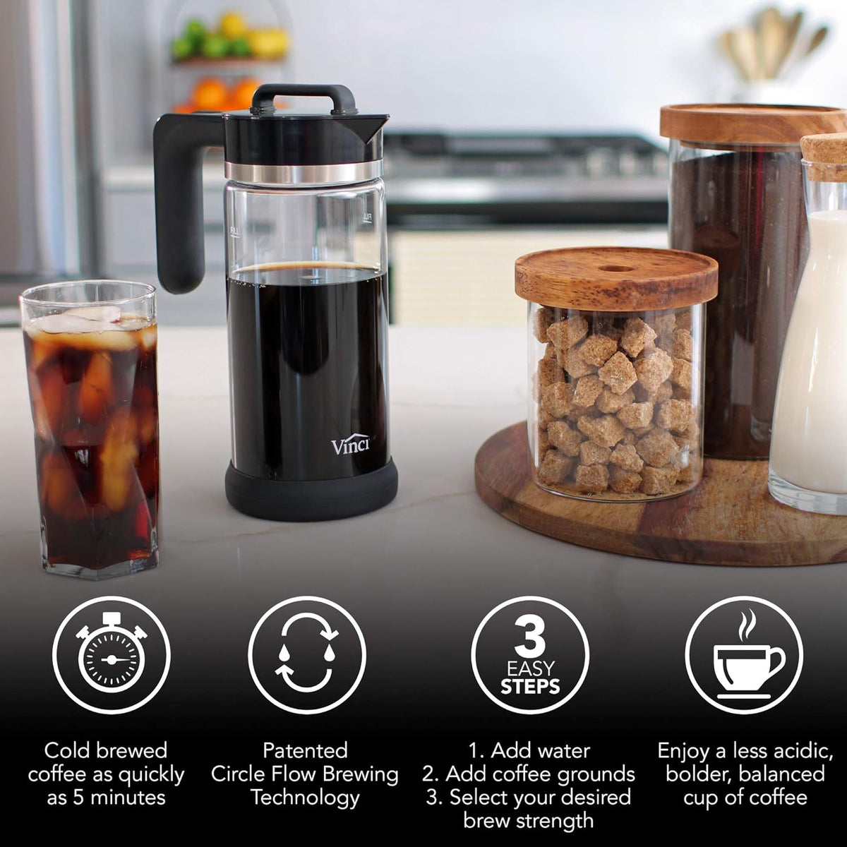Cold Brew Electric Coffee Maker 1.1 Liter Glass Carafe O43797