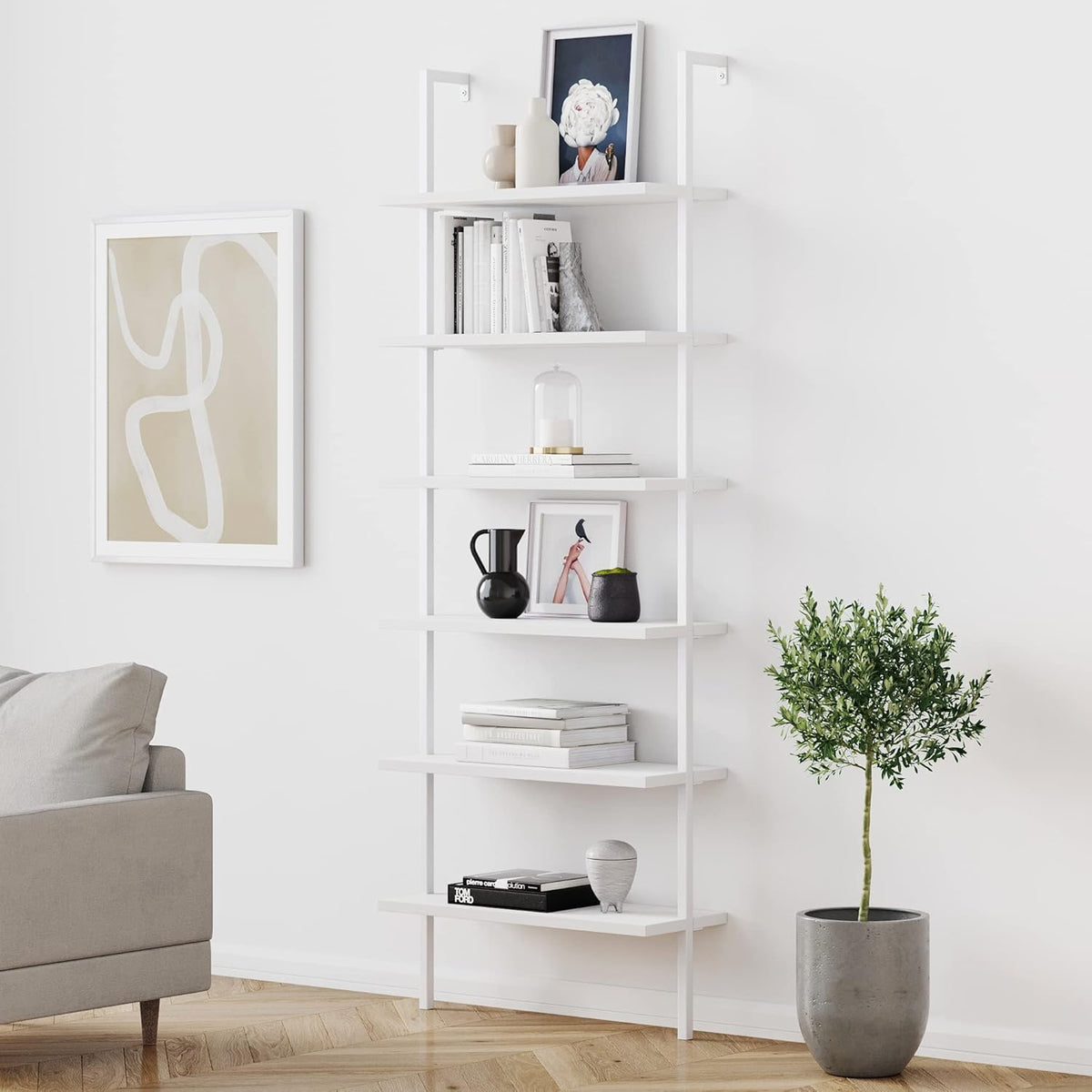 5-Shelf Oak Wood Modern Bookcase J79250