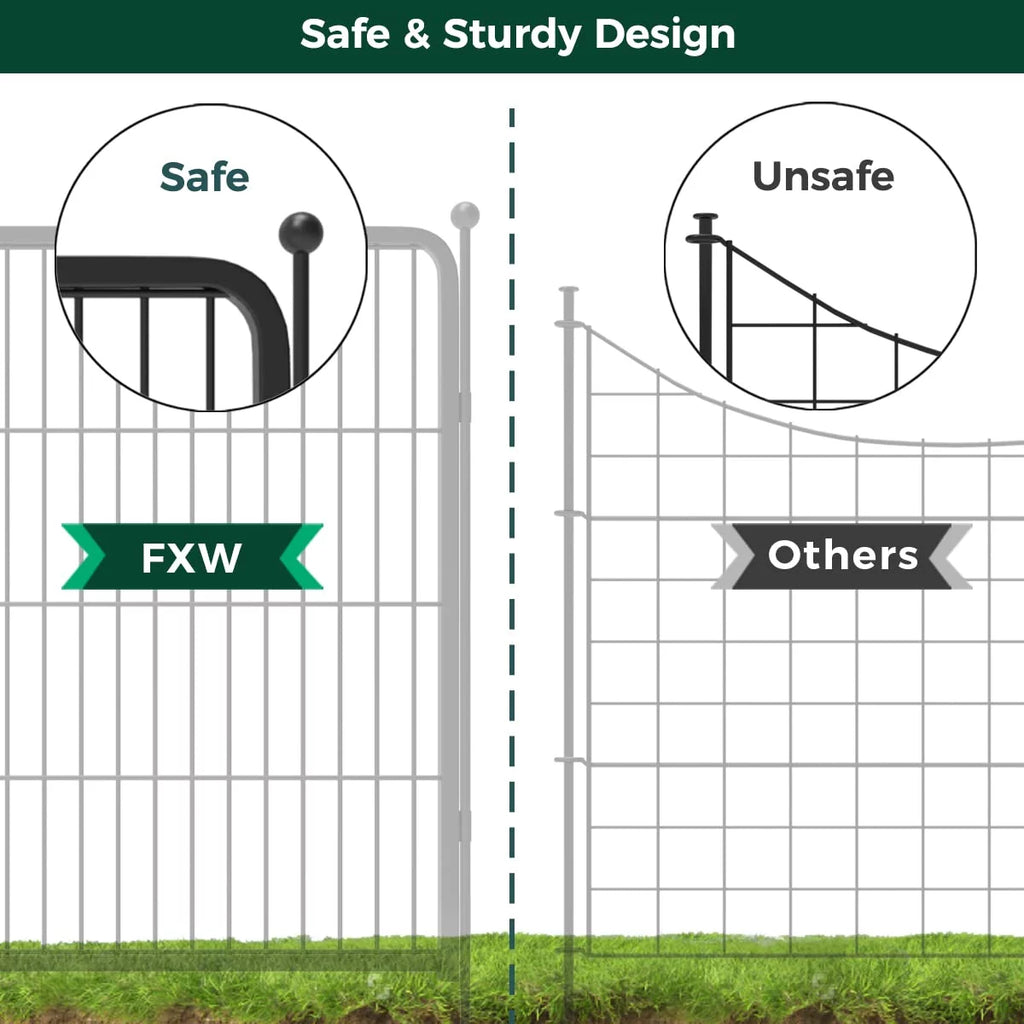 32 Panels 72ft (L)×40in (H) Black Metal Garden Fence with 2 Gates L765786