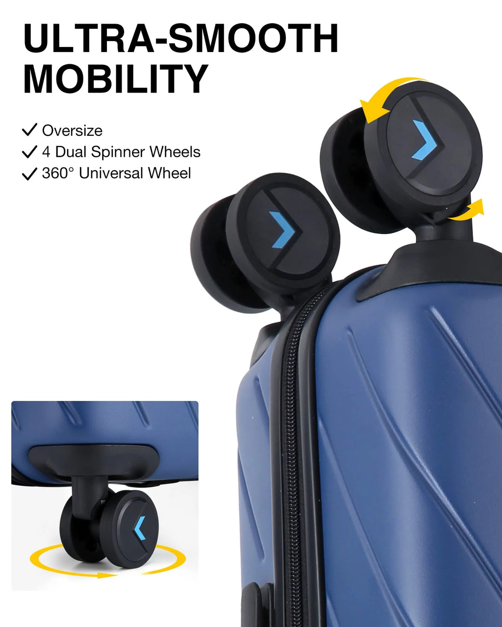 Hardside Carry On Luggage, Lightweight PC Suitcase with Spinner Wheels & TSA Lock M7523