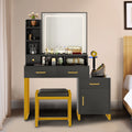 Black Makeup Vanity with Mirror, Lights and Drawers O128800