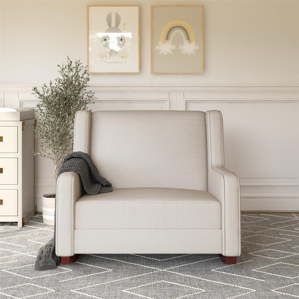 Beige Microfiber Double Rocker Chair M891761