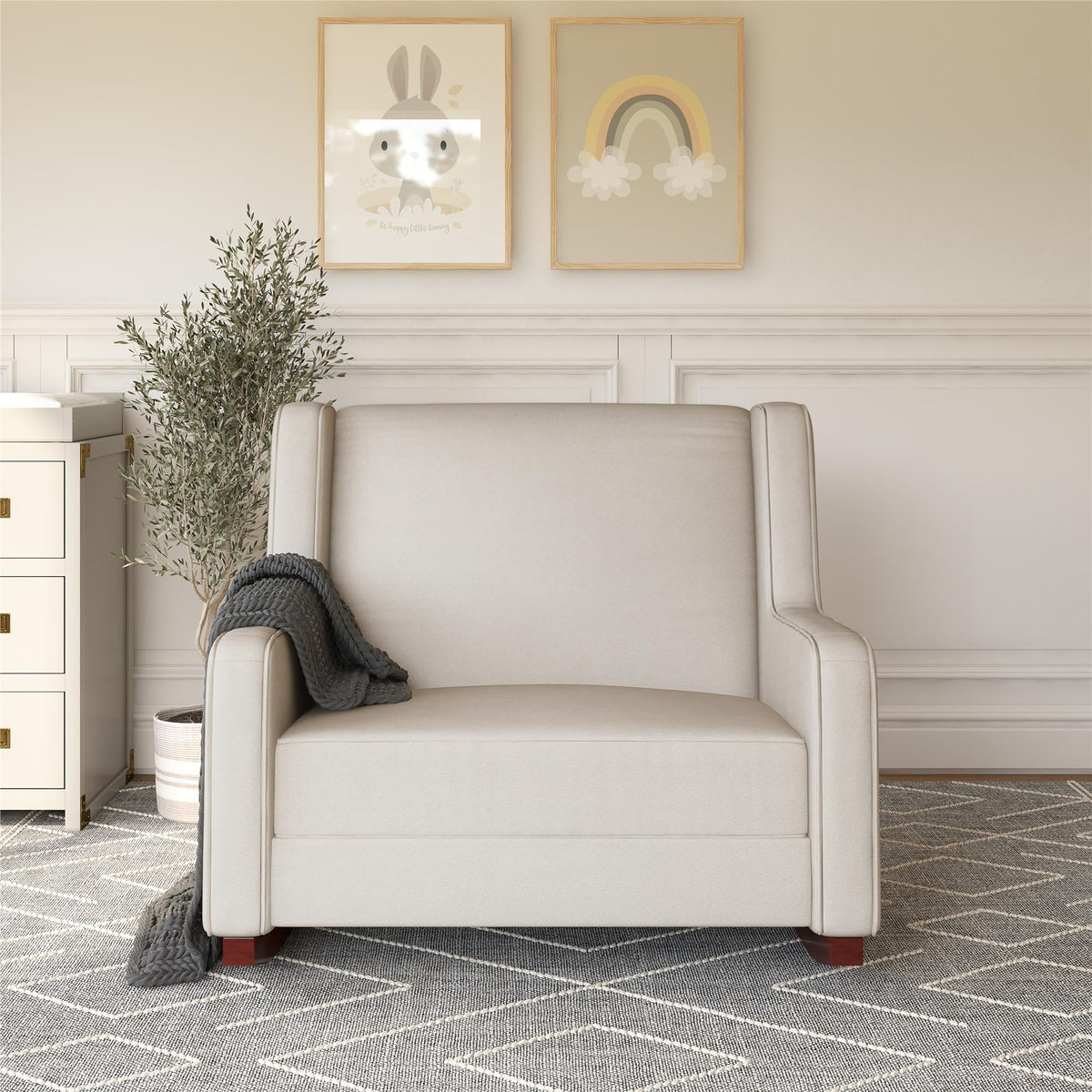 Beige Microfiber Double Rocker Chair M891761