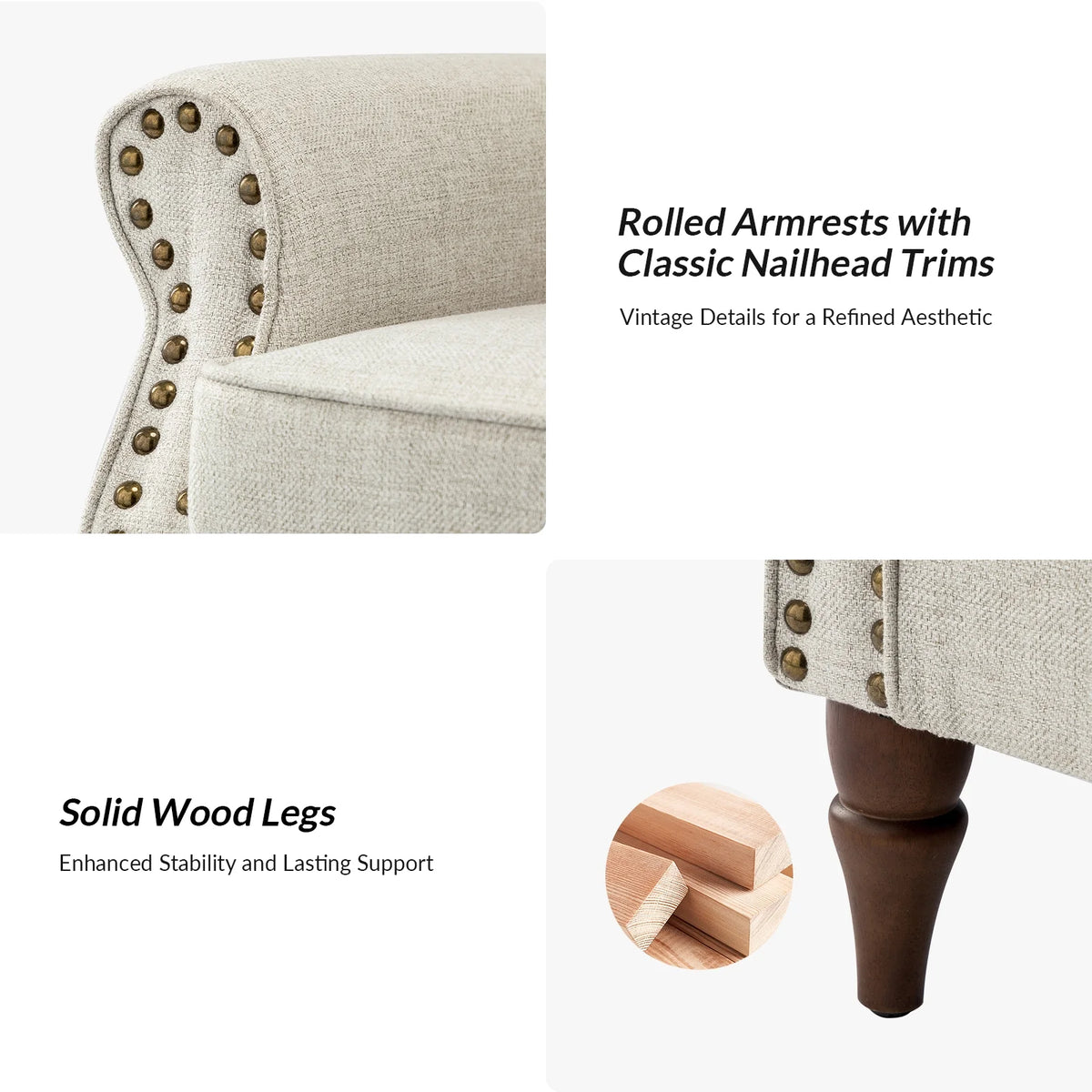 Oatmeal Accent Chair with Turned Legs Q733008