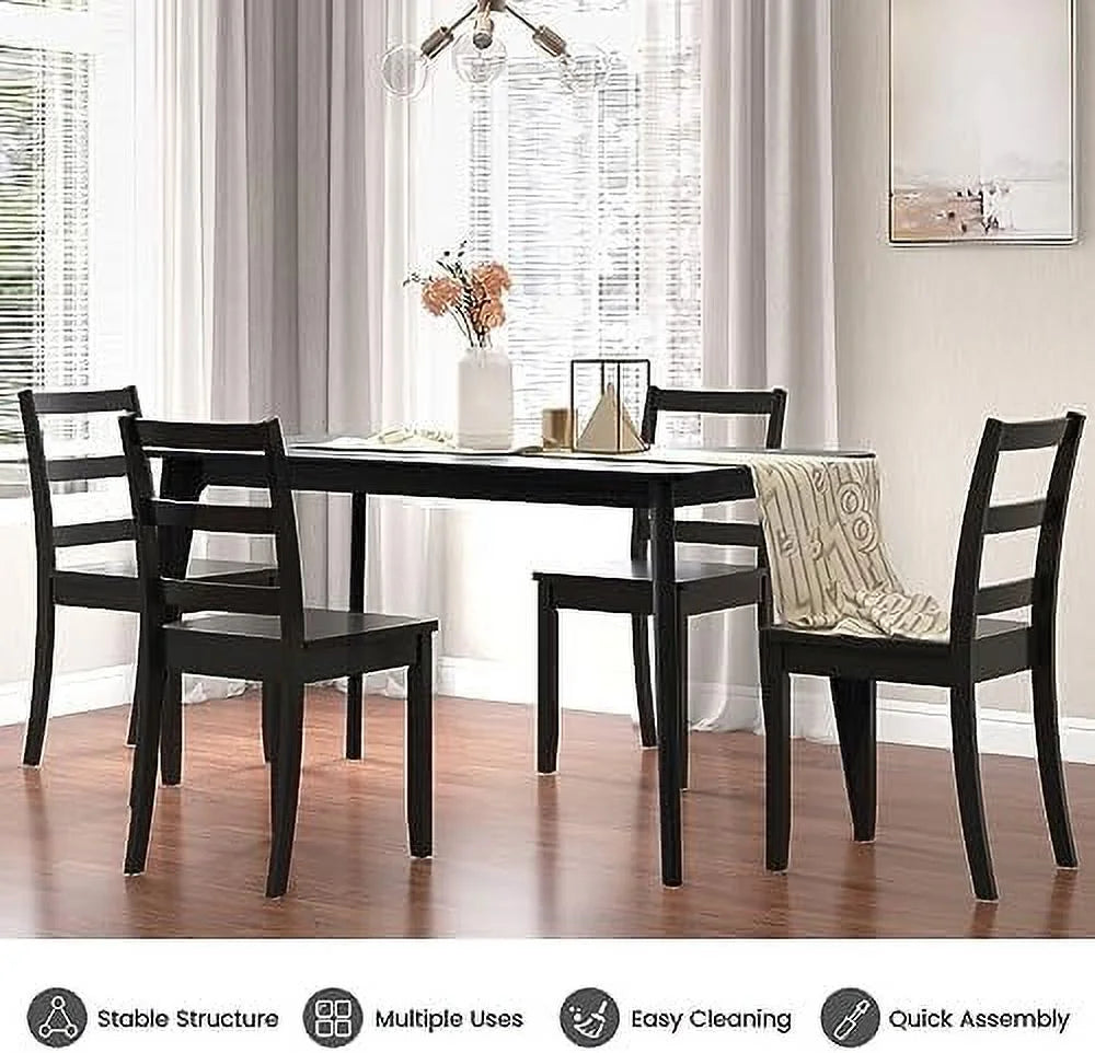 Dining Chairs Set of 2 Ladder Back Solid Rubber Wood Legs T278314