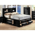 Queen Size Bed with Storage and Headboard Bookcase in Black A401512