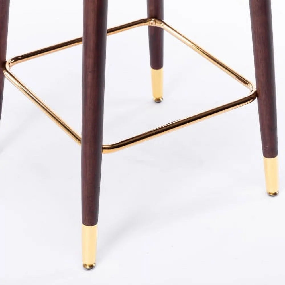 Leather Fabric Bar Chairs Set of 2 with Metal Legs L78652