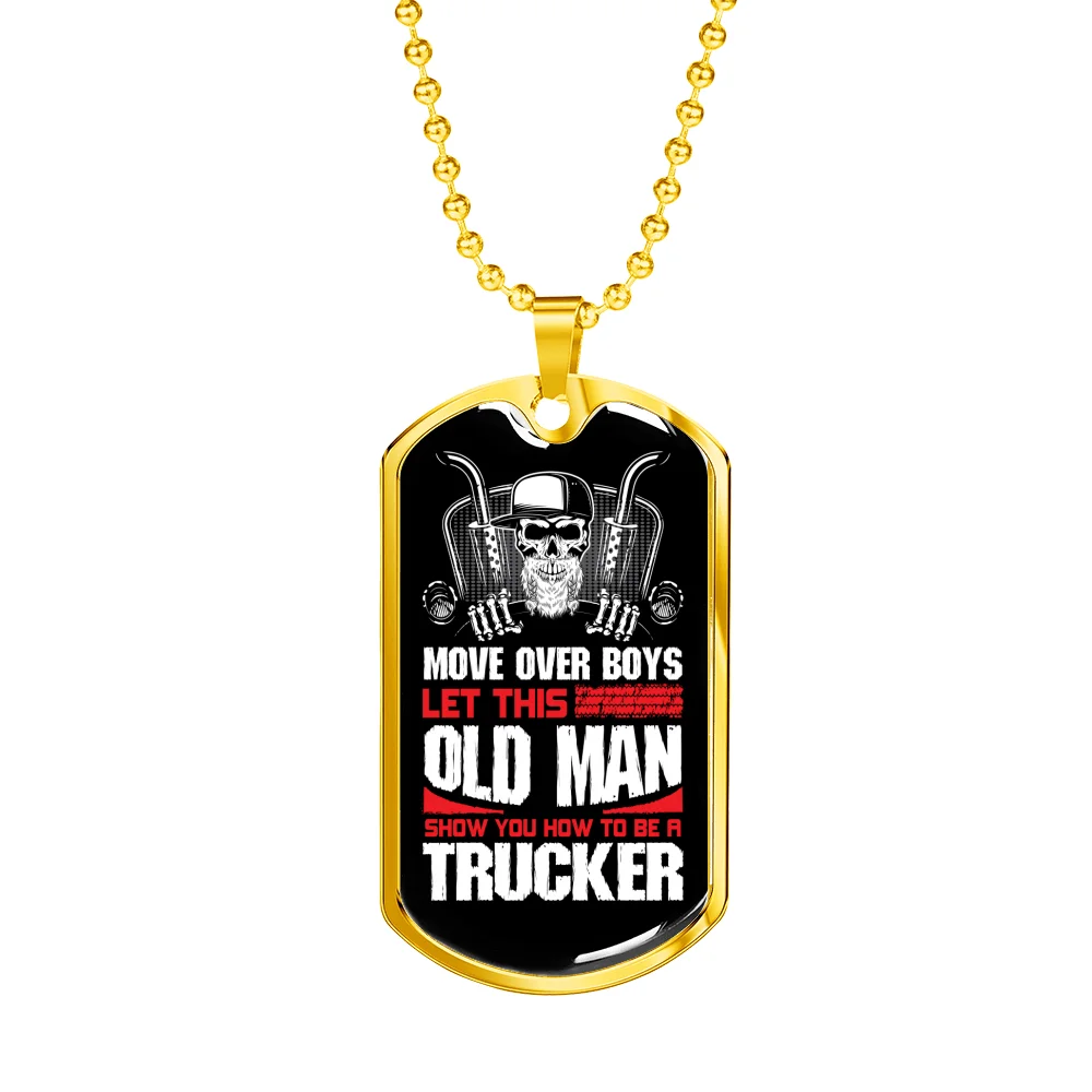 Dog Tag Stainless Steel or 18k Gold 24" Chain W821