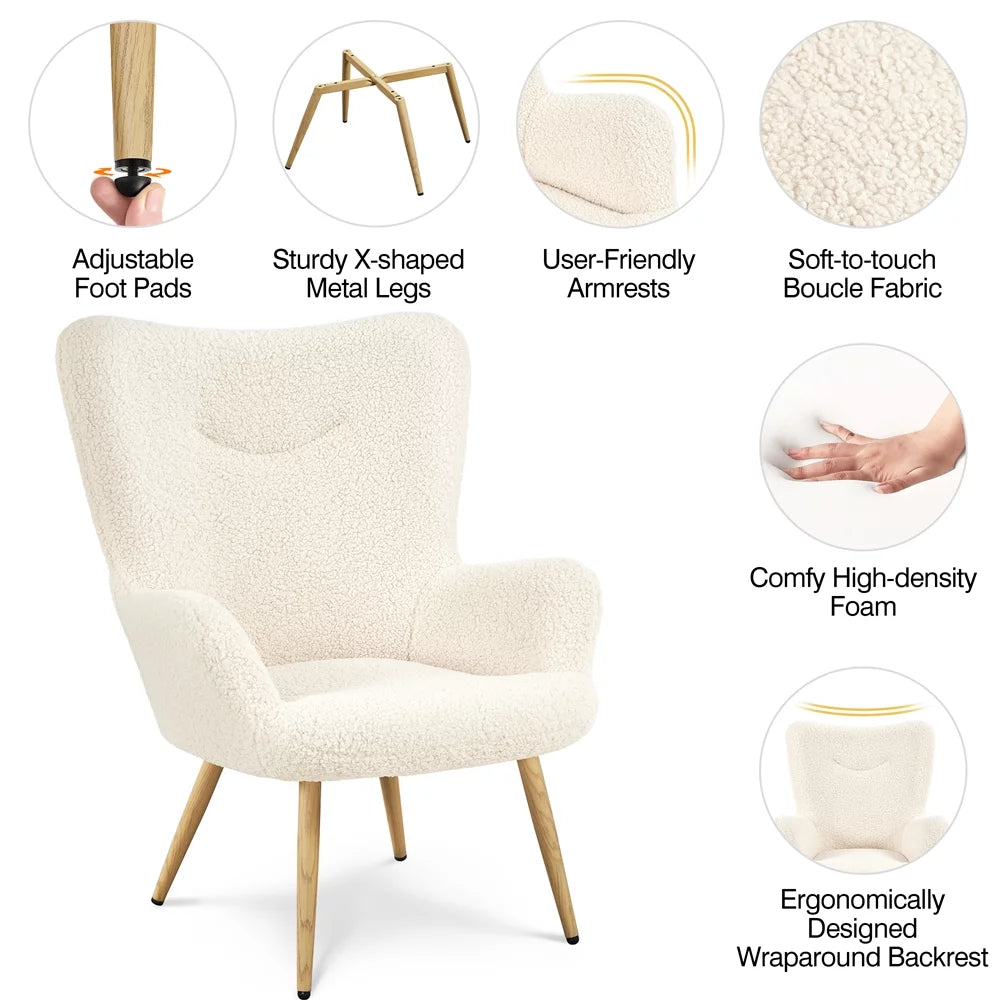 Boucle Wingback Accent Chair Y1212