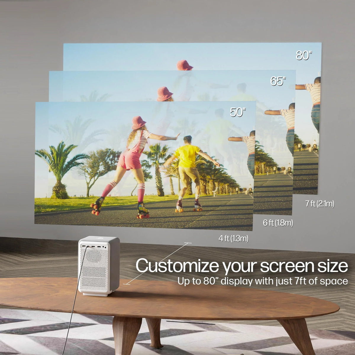 FHD LCD LED Projector with Streaming Player and 84 Projection Screen T220131
