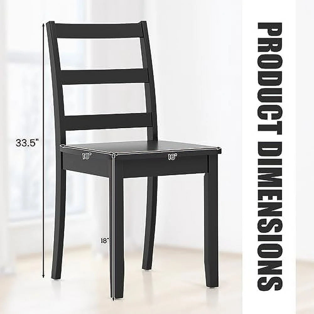 Dining Chairs Set of 2 Ladder Back Solid Rubber Wood Legs T278314