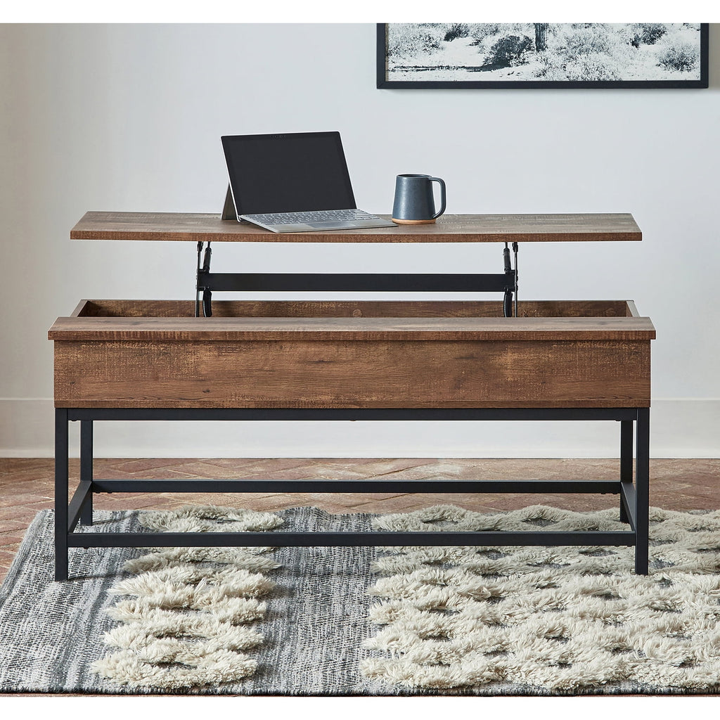 Industrial Wood and Metal Lift Top Coffee Table X553