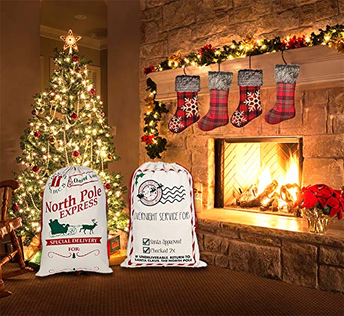 6 Pack Christmas Canvas Gift Bags with Drawstrings B753