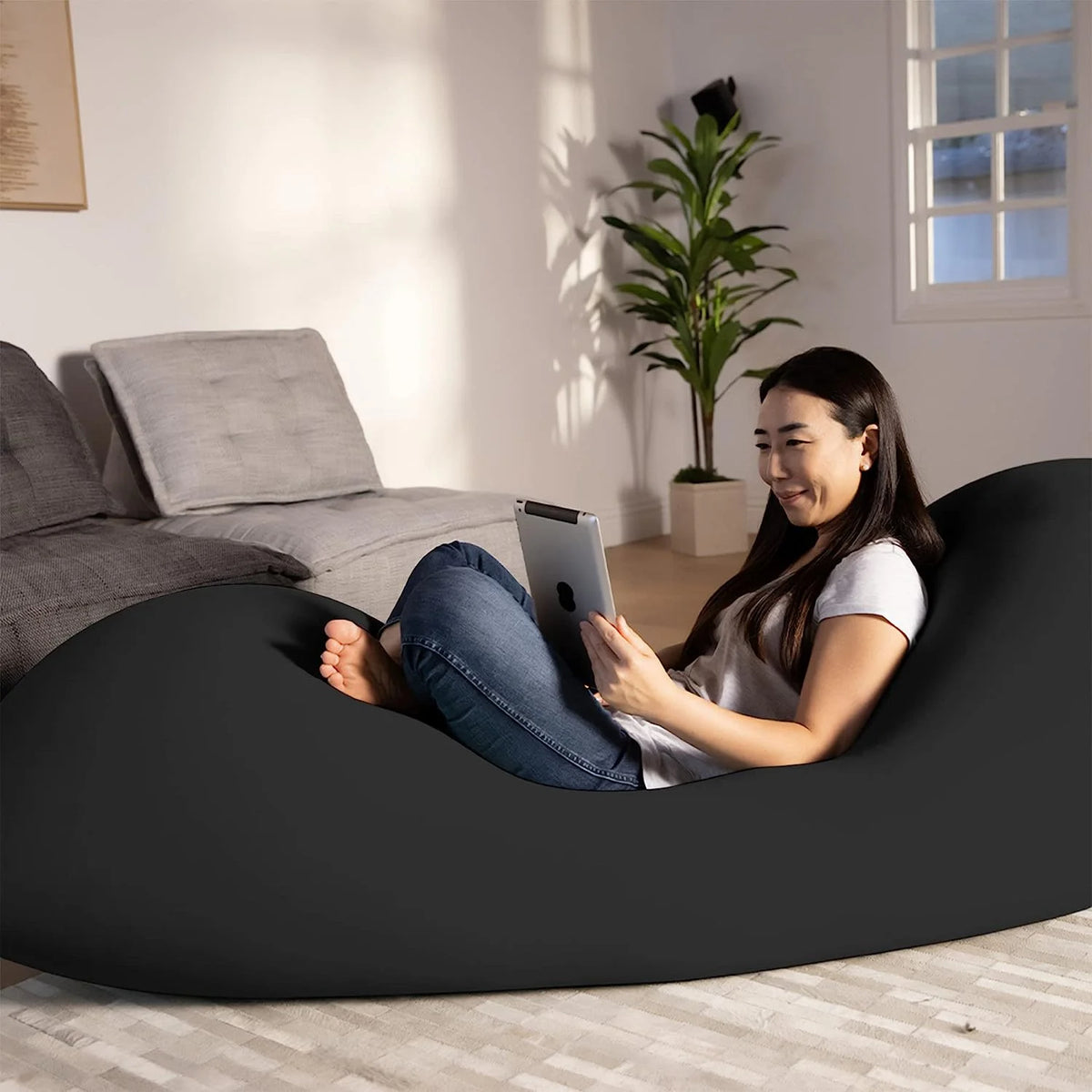 Dark Grey Oversized Plush Bean Bag Chair P154
