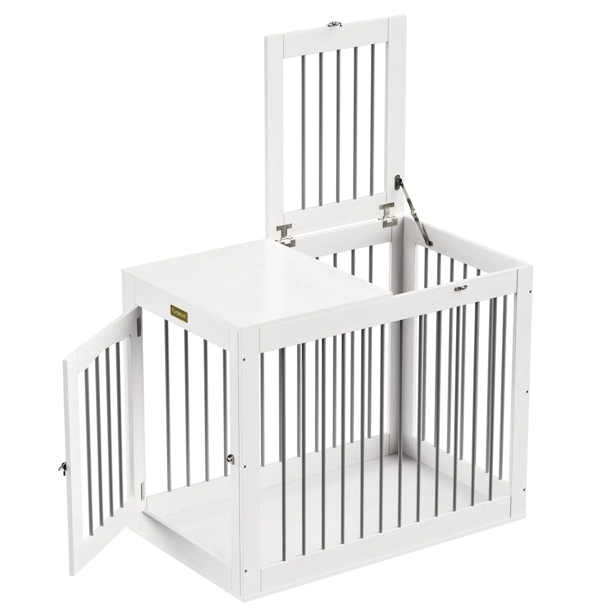 White Wooden Dog Crate with Double Doors F2627