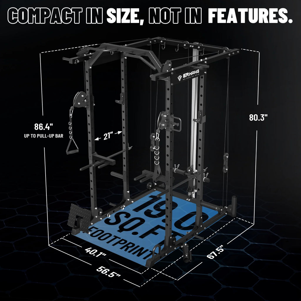 1500 lbs Power Rack Cage with Cable Crossover Machine T263284