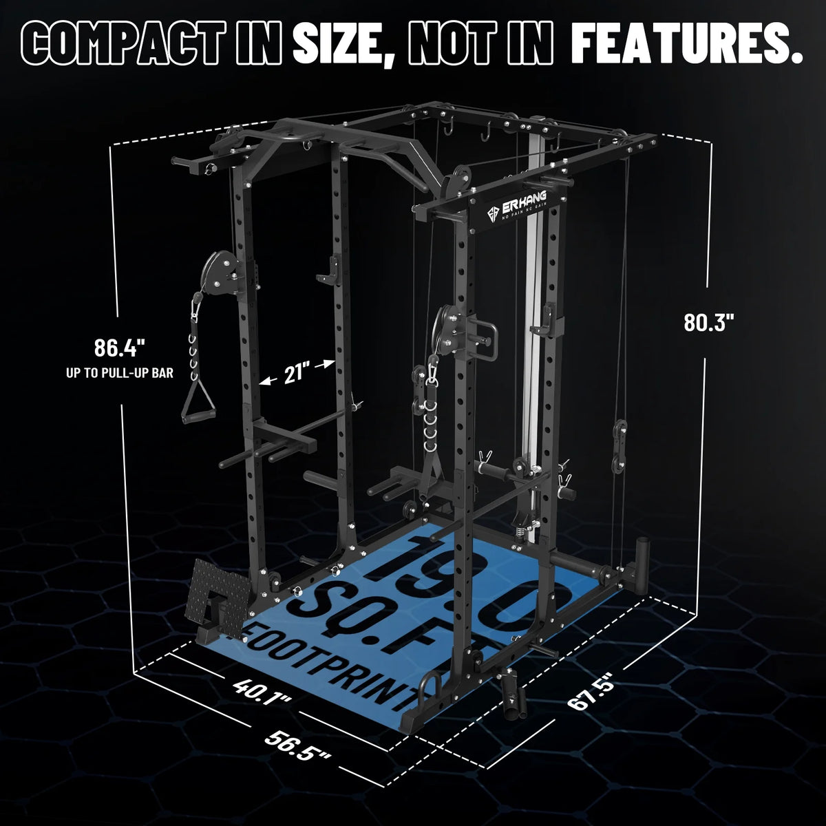 1500 lbs Power Rack Cage with Cable Crossover Machine T263284