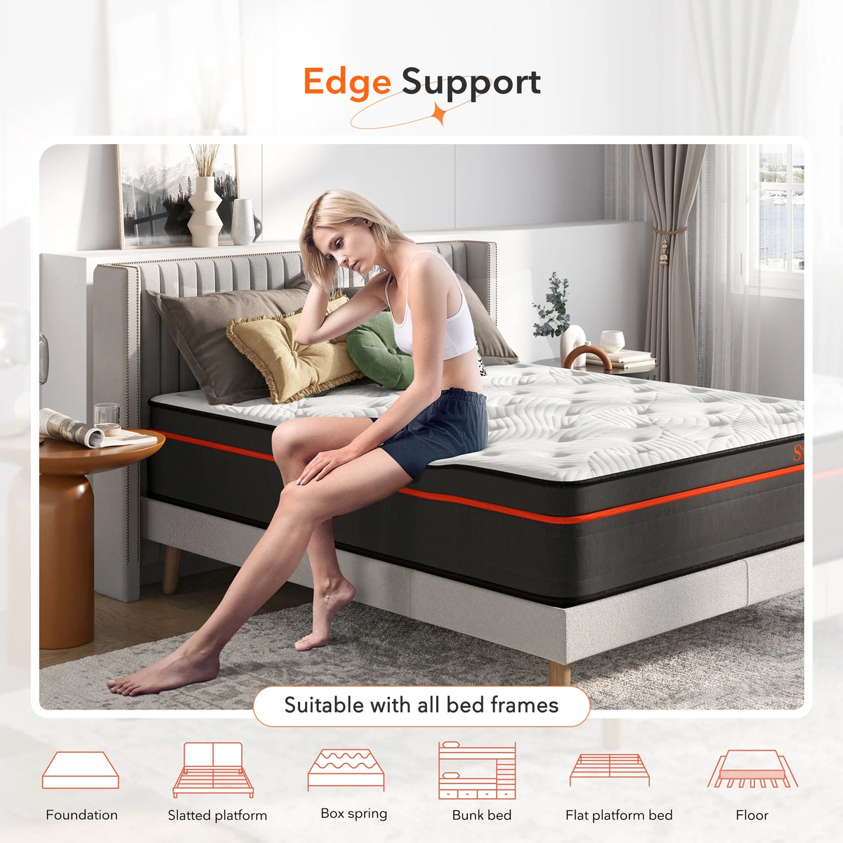 14 Pillow Top Gel Memory Foam Hybrid Mattress Queen Size Q4795