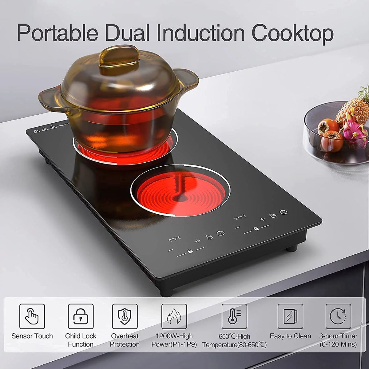 12 Inch Built-in Ceramic Electric Cooktop with 2 Burners N8181