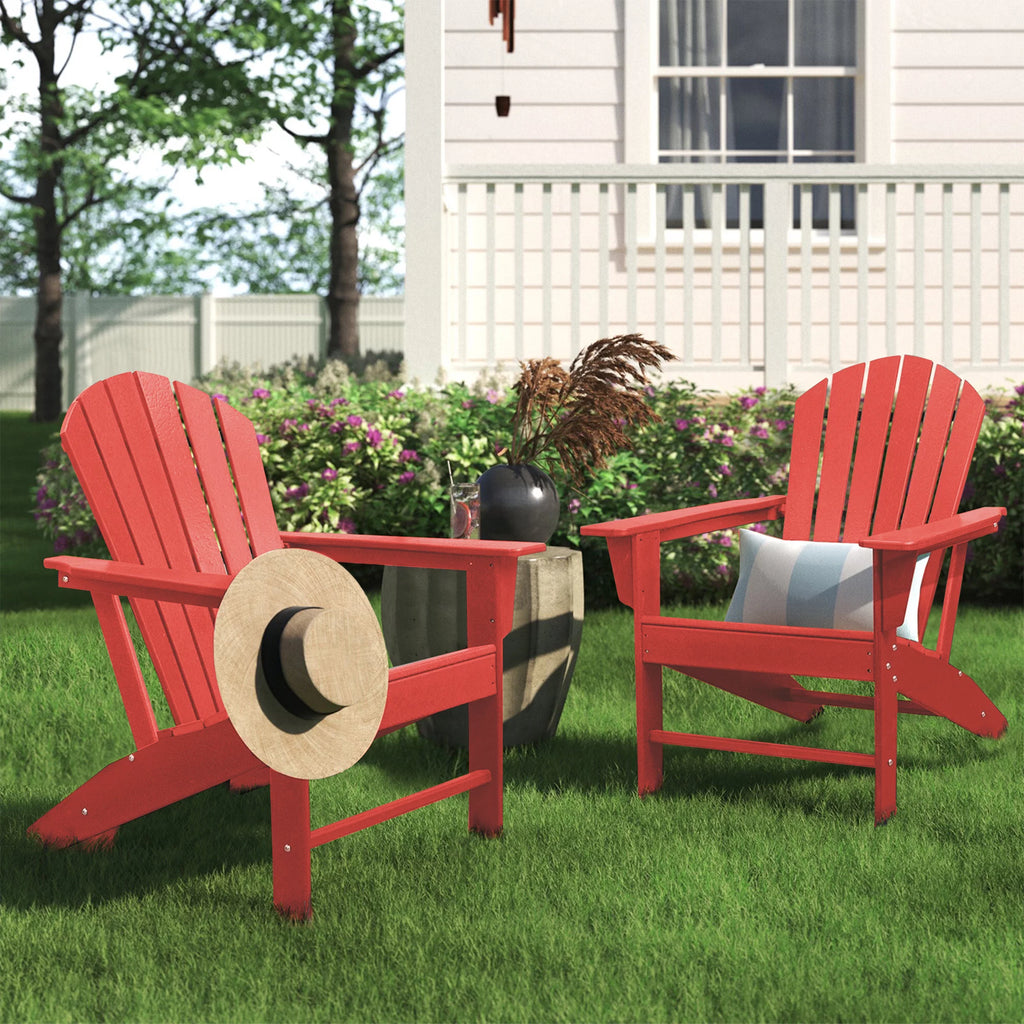 Adirondack Chair Weather Resistant Plastic Resin Red X2415