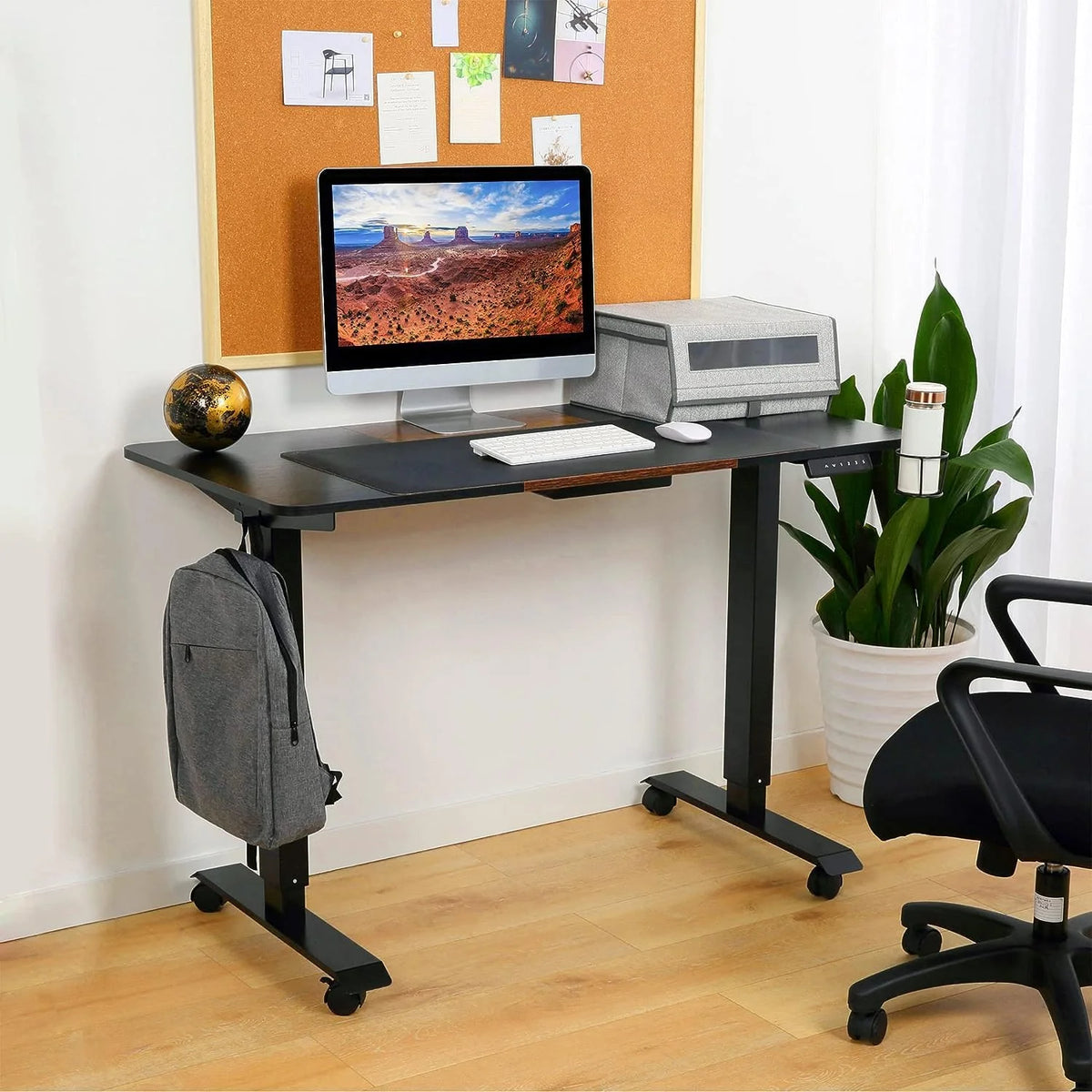 Height Adjustable Electric Standing Desk 48 x 24 Inches Vintage Brown E255058