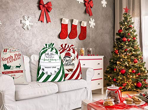 6 Pack Christmas Canvas Gift Bags with Drawstrings B753