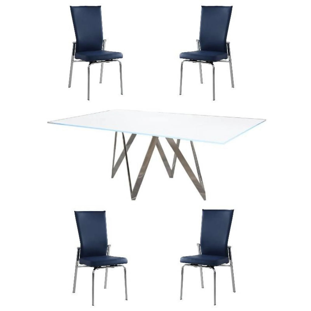 5-Piece Dining Table Set with 4 Faux Leather Chairs P169219