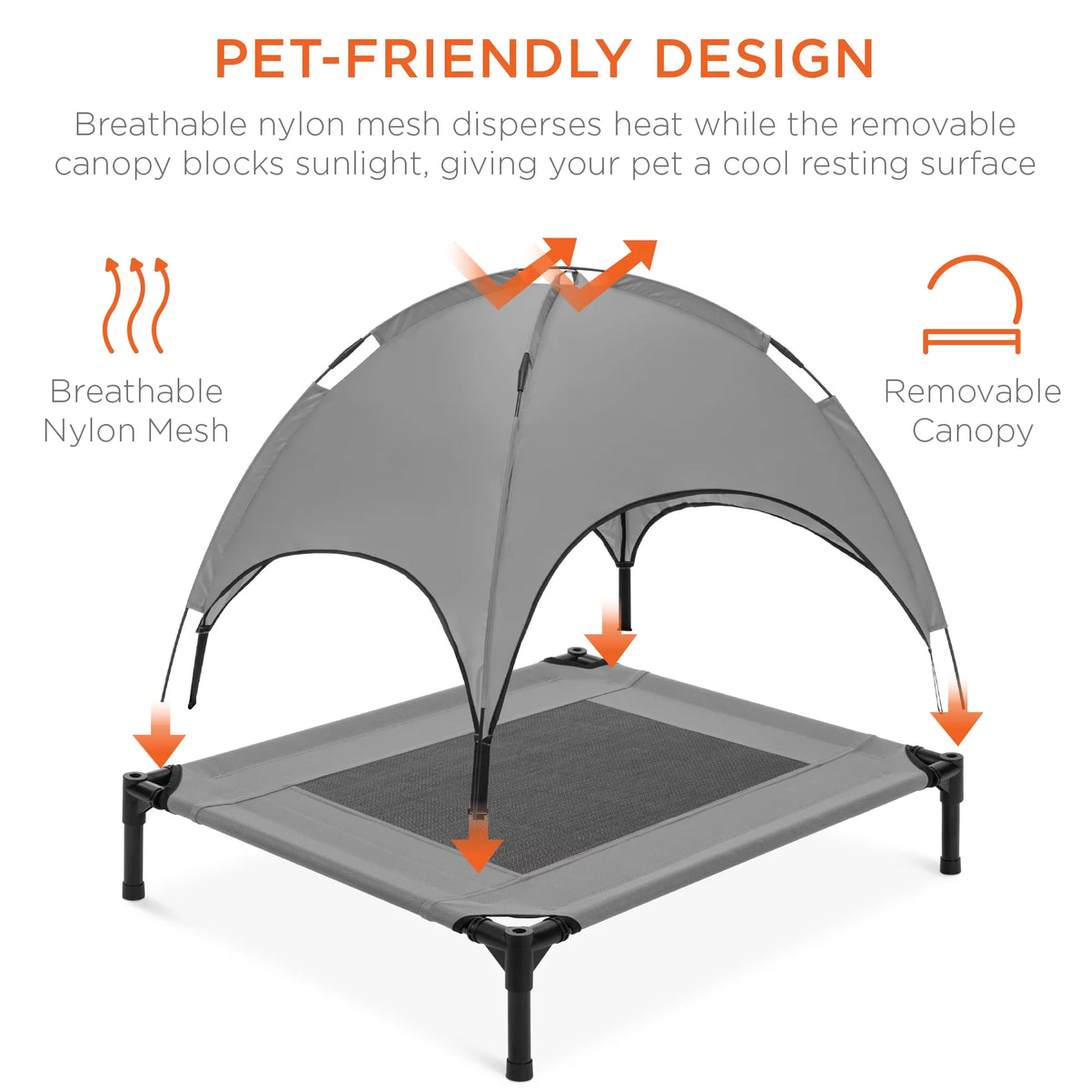 30in Elevated Cooling Dog Bed with Canopy and Carrying Bag D6405