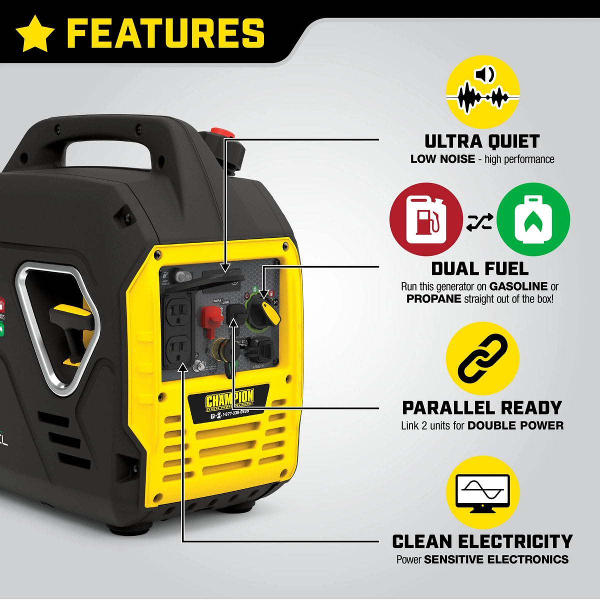 2000 Watt Dual Fuel Inverter Generator C942