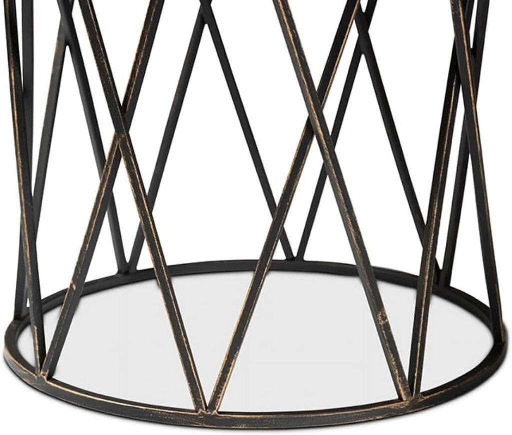 Antique Black Metal End Table I68883