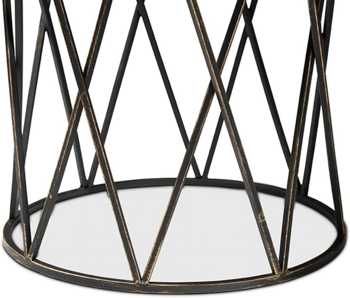 Antique Black Metal End Table I68883