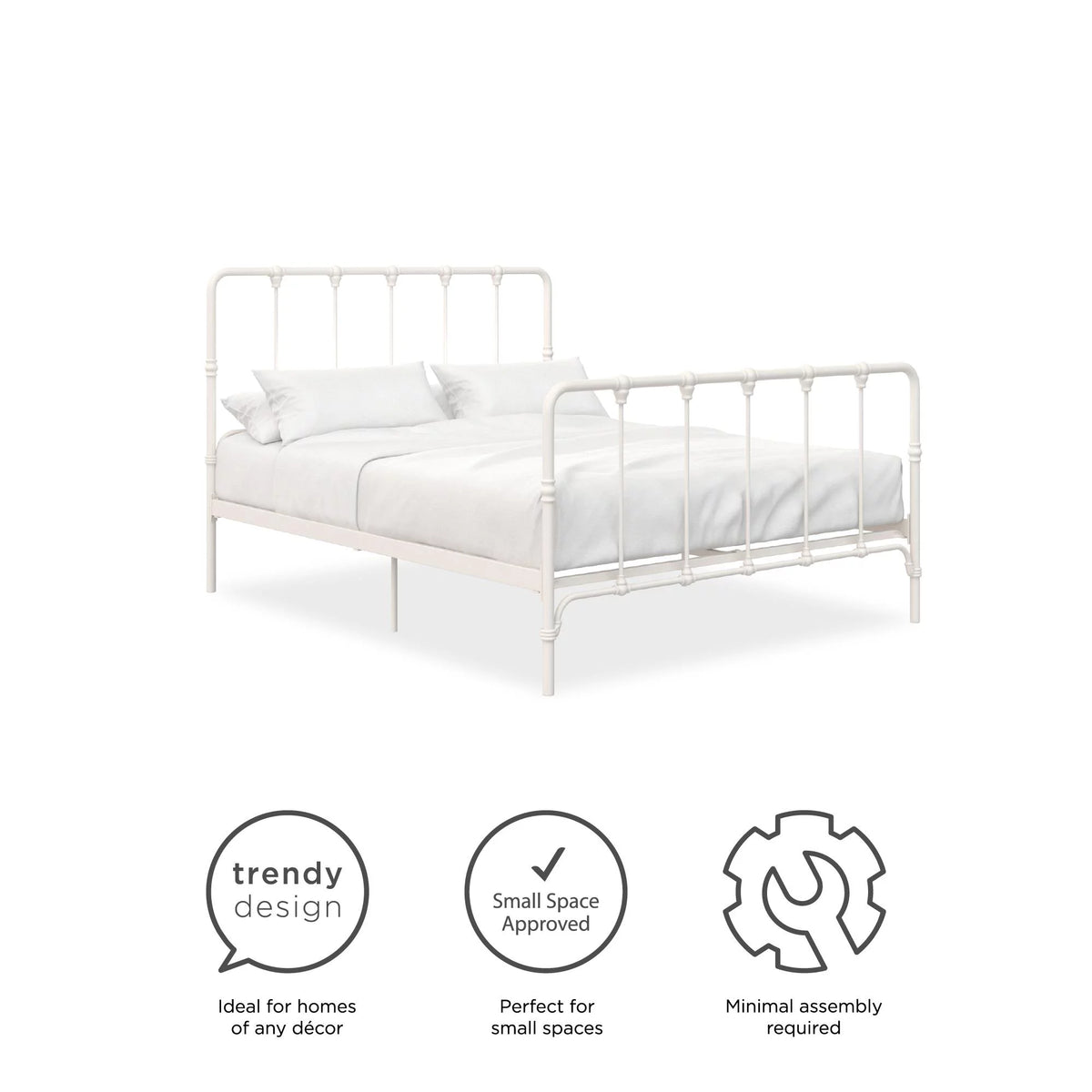 White Full Metal Bed I99443