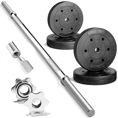 50 LB Barbell Weight Set with Diamond Knurled Handles Q210819