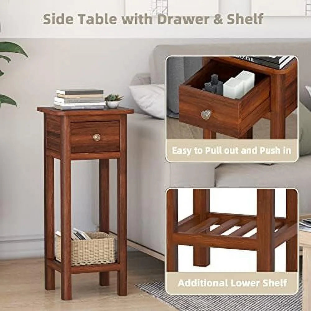 Narrow End Table Set of 2 with Drawer X7773