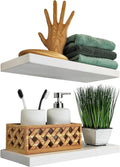 White Set of 2 Ash Wood Floating Shelves H686