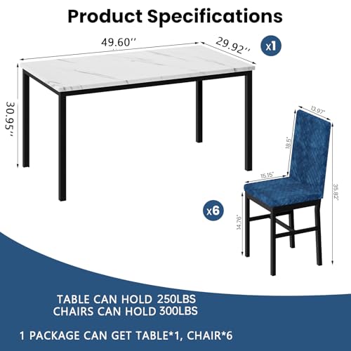 Faux Marble 7 Piece Dining Table Set with Chairs S768214