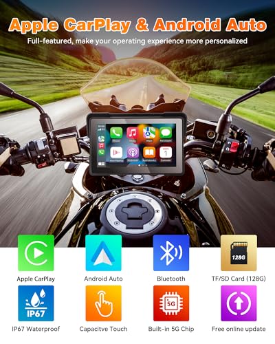 7 Inch Waterproof Touchscreen Motorcycle CarPlay Screen X8337