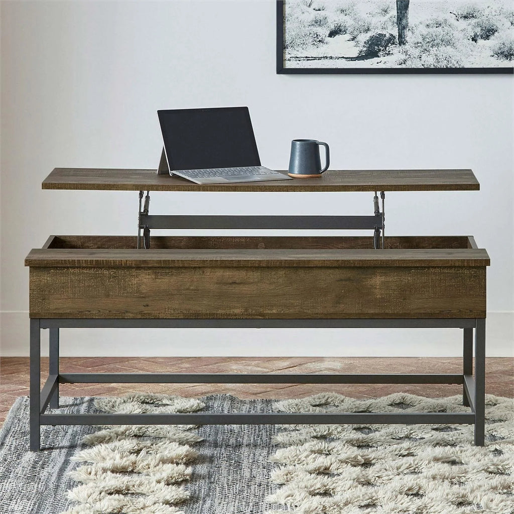 Industrial Wood and Metal Lift Top Coffee Table X553