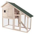 Wood Double Rabbit Hutch with Ramp and Outdoor Run U75549