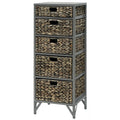 Gray 5-Drawer Metal Wood Tower S733843