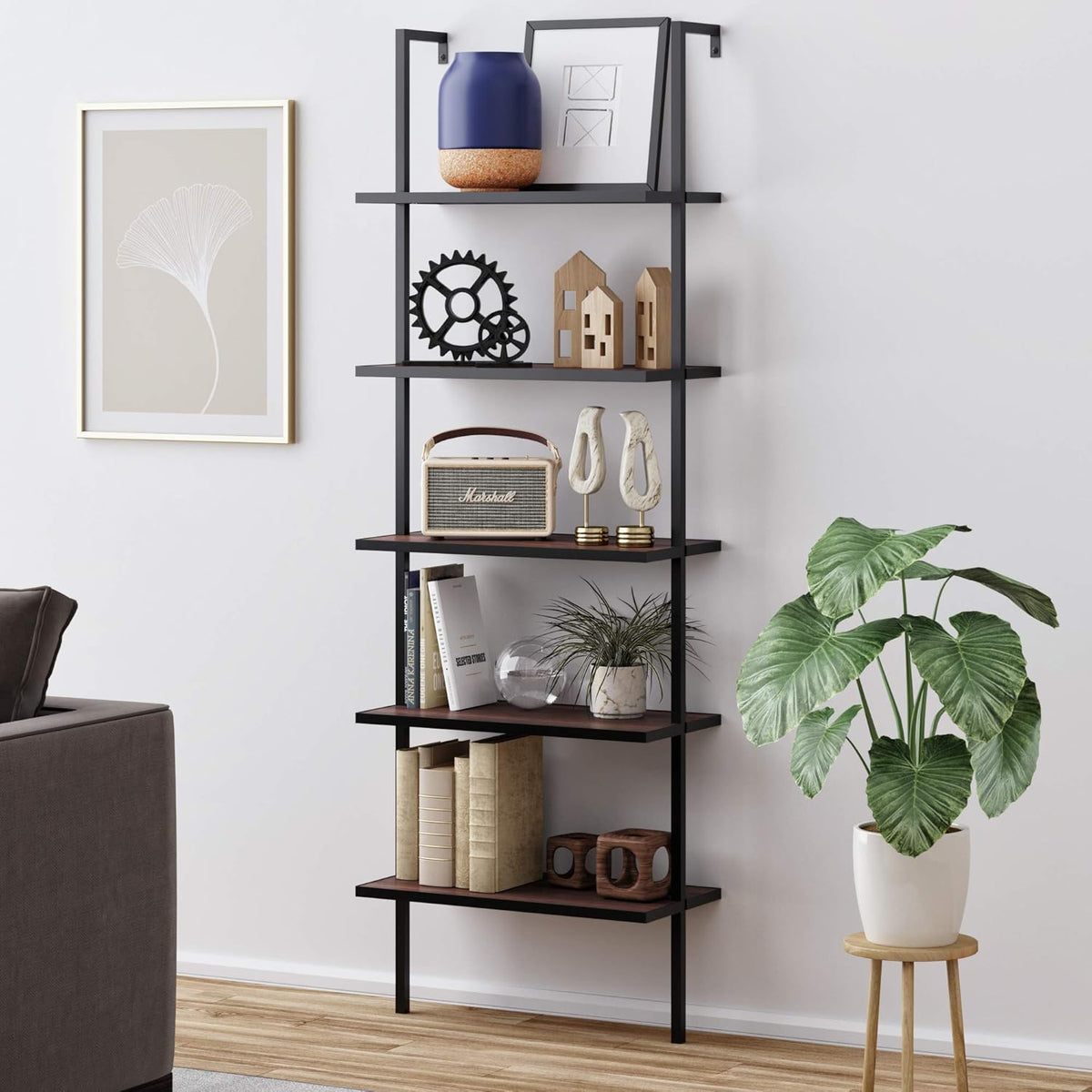 5-Shelf Oak Wood Modern Bookcase J79250