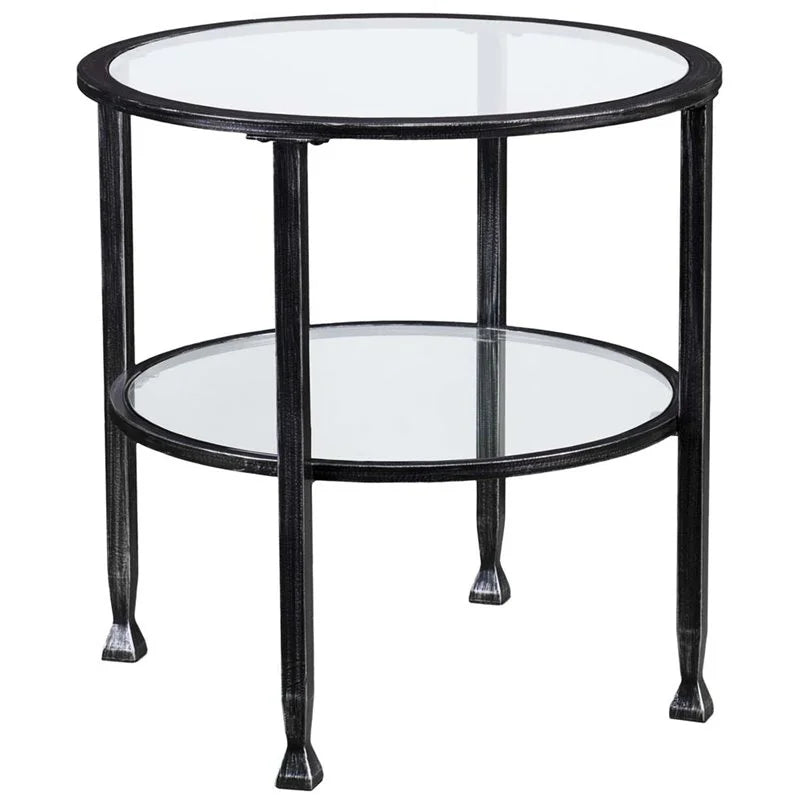Round Glass Top Metal End Table Set of 2 Y71175