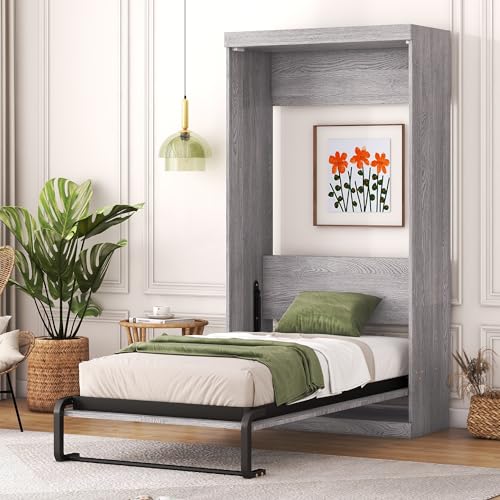 Murphy Bed with Bookcase Shelves and 6 Drawers J642