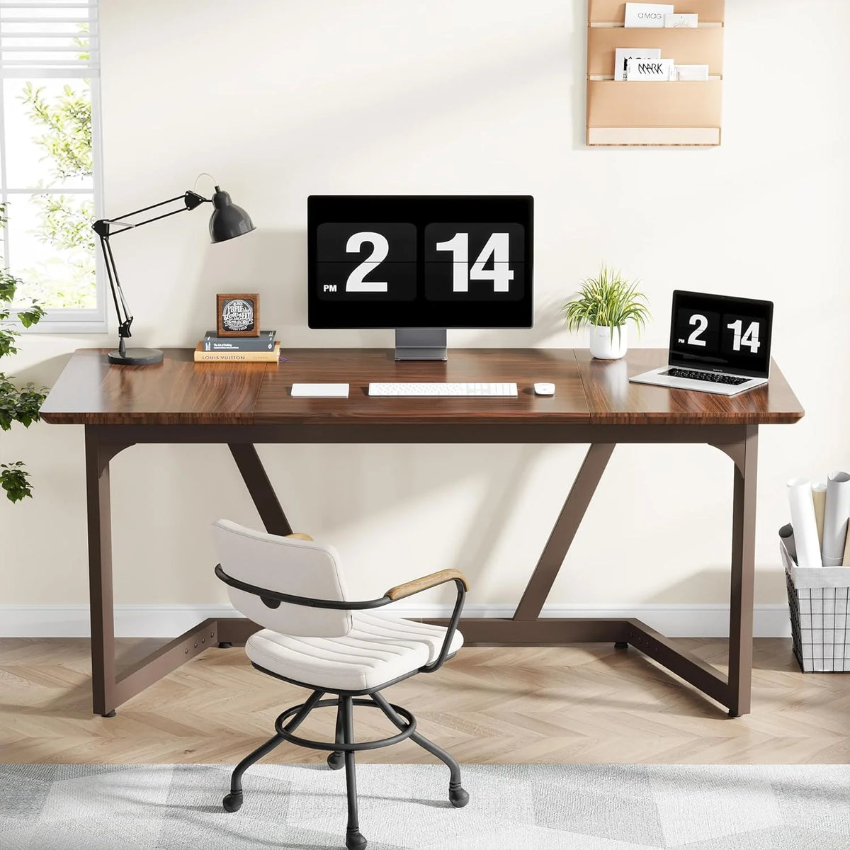 55 Inch Walnut Computer Desk Z139