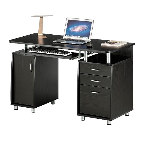 Espresso Writing Desk with Drawers & File Cabinet G656