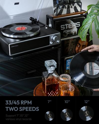 Vinyl Record Player with Bluetooth, Built-in Speakers, Phono Preamp, 33/45 RPM S518851