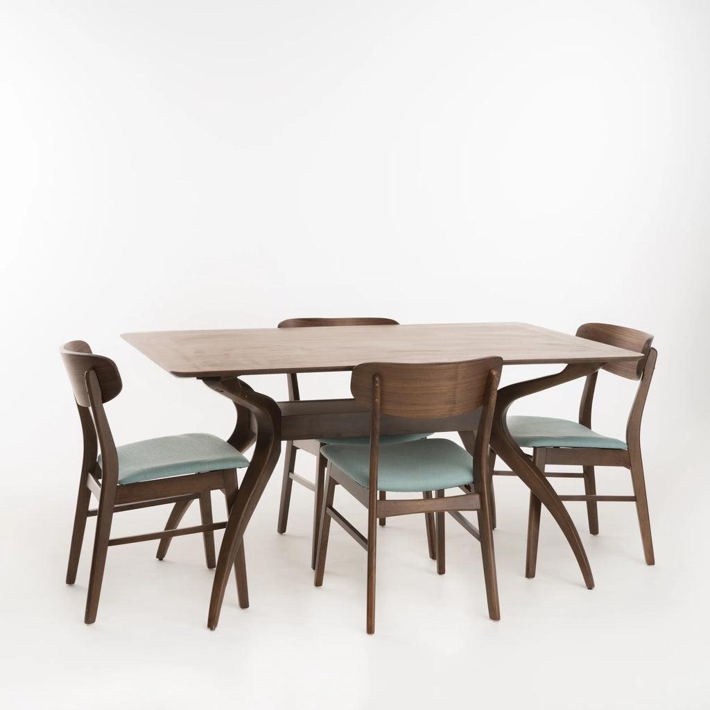 5 Piece Mint and Walnut Dining Set V8478