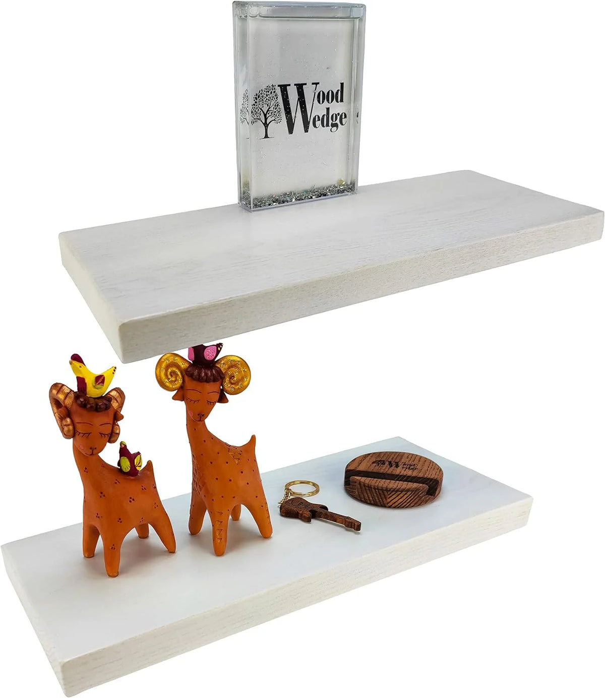 White Set of 2 Ash Wood Floating Shelves H686