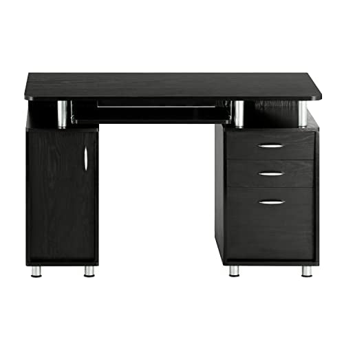 Espresso Writing Desk with Drawers & File Cabinet G656